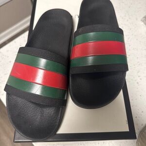 Gucci Web Black Slides with Red and Green Accents - Includes Original Box